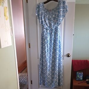 CHICOS Blue Patterned Women's Dress